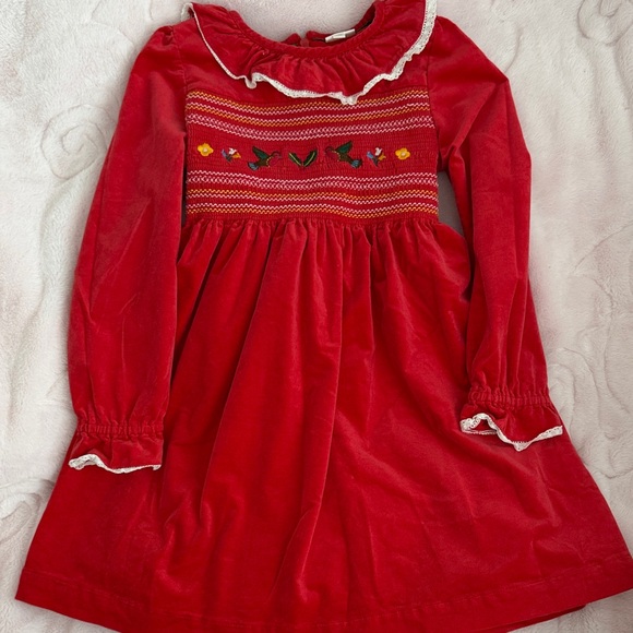 Mini Boden Other - Mini Boden Red Velvet Dress with Embroidered Accents
